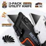 REXBETI 2-Pack Utility Knife, SK5 Heavy Duty Retractable Box Cutter for Cartons,... - Image 3