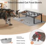 Elevated Cat Bowls with Food Mat, 10°Tilted Non-Slip Raised Cat Food Water Bowls... - Image 3