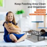Elevated Cat Bowls with Food Mat, 10°Tilted Non-Slip Raised Cat Food Water Bowls... - Image 6
