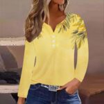 yaoeye 3/4 Length Sleeve Womens Tops Casual V-Neck Button Down Blouse Ladies Shi... - Image 3