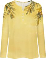 yaoeye 3/4 Length Sleeve Womens Tops Casual V-Neck Button Down Blouse Ladies Shi... - Image 4