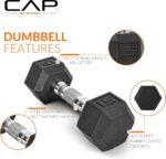 CAP Rubber Coated Hex Dumbbell Set with Storage Rack | 100–210 lb Options, Space... - Image 4