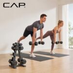 CAP Rubber Coated Hex Dumbbell Set with Storage Rack | 100–210 lb Options, Space... - Image 8
