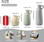 Ceramic Vase Set of 3 | Neutral Vase Home Decor with Handle | Pottery Modern Far... - Image 3