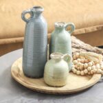 Ceramic Vase Set of 3 | Neutral Vase Home Decor with Handle | Pottery Modern Far... - Image 6
