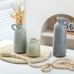 Ceramic Vase Set of 3 | Neutral Vase Home Decor with Handle | Pottery Modern Far... - Image 9