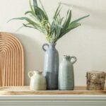 Ceramic Vase Set of 3 | Neutral Vase Home Decor with Handle | Pottery Modern Far... - Image 10