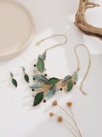 Vintage Chunky Statement Jewelry Set Retro Leaf Floral Geometric Bohemian Boho B... - Image 6