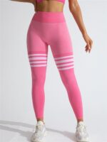 Women's Seamless Stripe Yoga Leggings Sexy High Waist Tummy Control Butt Lifting... - Image 5