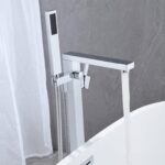 Wowkk Freestanding Bathtub Faucet Tub Filler Chrome Floor Mount Bathroom Faucets... - Image 5