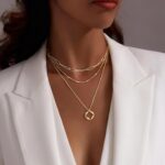 Poxtex Layered Gold Necklaces for Women, Stackable Dainty 14K Gold Silver Plated... - Image 4