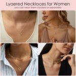 Poxtex Layered Gold Necklaces for Women, Stackable Dainty 14K Gold Silver Plated... - Image 6