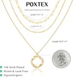 Poxtex Layered Gold Necklaces for Women, Stackable Dainty 14K Gold Silver Plated... - Image 7