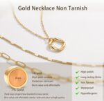 Poxtex Layered Gold Necklaces for Women, Stackable Dainty 14K Gold Silver Plated... - Image 9