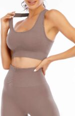 Workout Sets for Women 2 Piece High Waisted Seamless Leggings with Padded Stretc... - Image 3