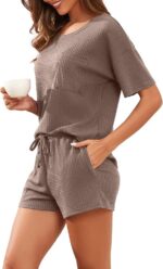 PrinStory Pajamas Set for Women Waffle Knit Lounge Set 2 Piece Outfits Loungewea... - Image 6