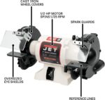 JET 8-Inch Bench Grinder, No Wheels, 1725 RPM, 1/2 HP, 115V 1Ph (Model JWBG-8NW) - Image 5