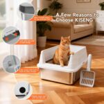 Stainless Steel Cat Litter Box for Small Cats, Odor Free Metal Litter Box with H... - Image 8