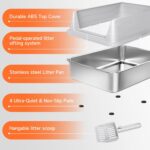Stainless Steel Cat Litter Box for Small Cats, Odor Free Metal Litter Box with H... - Image 10