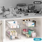 Vtopmart 4 Pack Bathroom Under Sink Organizers Organizer, 2 Tier Clear Pull-Out ... - Image 8