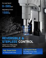 ZELCAN Mag Drill Press with 6 Drill Bits, 1550W Portable Magnetic Press with 2" ... - Image 4