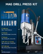 ZELCAN Mag Drill Press with 6 Drill Bits, 1550W Portable Magnetic Press with 2" ... - Image 9