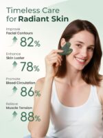 Gua Sha Facial Tools, Natural Jade Stone Guasha Tool for Face Acupuncture Therap... - Image 3