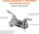 Bathroom Sink Faucets 2/3 Hole,Brushed Nickel Dual Handles 4 inch Plastic Platin... - Image 3