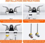 Bathroom Sink Faucets 2/3 Hole,Brushed Nickel Dual Handles 4 inch Plastic Platin... - Image 5