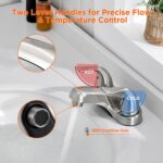 Bathroom Sink Faucets 2/3 Hole,Brushed Nickel Dual Handles 4 inch Plastic Platin... - Image 8