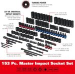 STARWORK TRUE MECHANIC 153-Piece 1/4", 3/8", 1/2" Drive Master Impact Socket Set... - Image 4
