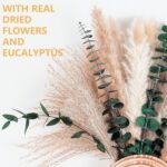 Set of 2 Wooden Vases with Pampas Grass and Eucalyptus – Boho Decor for Living R... - Image 5