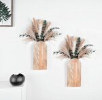 Set of 2 Wooden Vases with Pampas Grass and Eucalyptus – Boho Decor for Living R... - Image 7