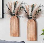 Set of 2 Wooden Vases with Pampas Grass and Eucalyptus – Boho Decor for Living R... - Image 9