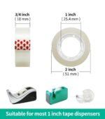 12 Rolls Transparent Tape Refills, Clear Tape Dispenser Refill Rolls, Glossy Gif... - Image 3
