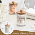 4 Pack Qtip Holder Dispenser with Bamboo Lids - 10 oz Clear Plastic Apothecary J... - Image 5