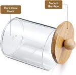 4 Pack Qtip Holder Dispenser with Bamboo Lids - 10 oz Clear Plastic Apothecary J... - Image 6