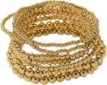 7pcs Simple Stackable Gold Beaded Bracelets - Elegant Stretch Gold Bracelets for... - Image 3