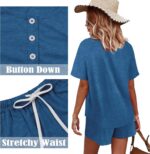 WIHOLL Two Piece Outfits for Women Lounge Sets Button Down Top and Shorts Set Sw... - Image 5