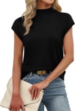 Sampeel Womens Short Sleeve Sweater Mock Neck Summer Top Dressy Casual Basic Kni... - Image 4