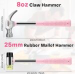 8oz Hammer, 2-Piece Small Claw Hammer & Rubber Mallet Hammer Mini Hammer Set(Pin... - Image 3