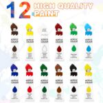 ESRICH Acrylic Paint Set 12 Colors (2 Pack) With 20 Paint Brushes, 24 Acrylic Pa... - Image 3