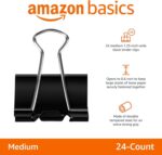 Amazon Basics Sturdy Binder Clips, Office Supplies, Medium 1.25 inches, Document... - Image 4