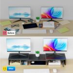Dual Monitor Stand for Desk, Metal Computer Stand, Desk Shelf Riser,Desktop Orga... - Image 3