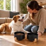 Petygooing Ceramic Dog Cat Bowls Set with Stand,Black Pet Food and Water Bowl,Sm... - Image 3