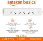 Amazon Basics Smart Plug Power Strip with 6 Individually Controlled Outlets and ... - Image 3
