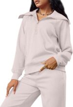 XIEERDUO Lounge Sets For Women 2025 Half Zip Sweatshirt And Wide Leg Sweatpant 2... - Image 6