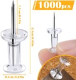 1000 Count Push Pins Tacks, Thumb Tacks with Clear Plastic Head and Steel Point ... - Image 3