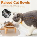 Elevated Cat Bowls with Food Mat,6.3 Inches Shallow Raised Bowls Whisker Friendl... - Image 3