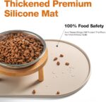 Elevated Cat Bowls with Food Mat,6.3 Inches Shallow Raised Bowls Whisker Friendl... - Image 5